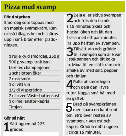 Pizza med svamp