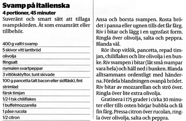 Svamp på italienska